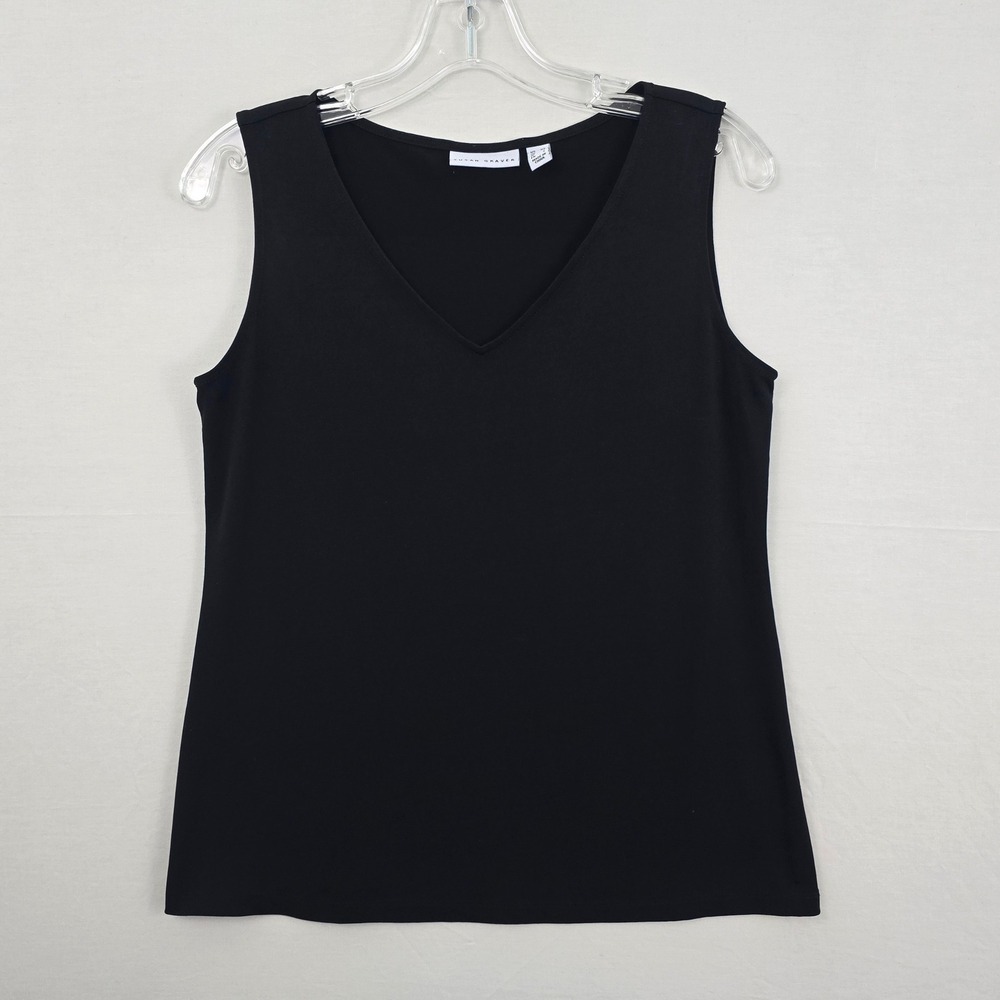 Susan Graver Scoop Neck Sleeveless Tank‎ Top XS Black